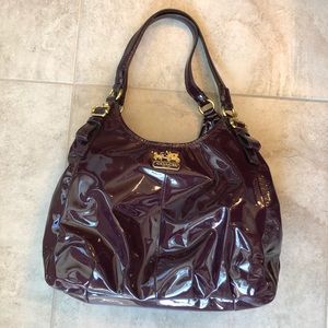 COACH plum patent leather purse